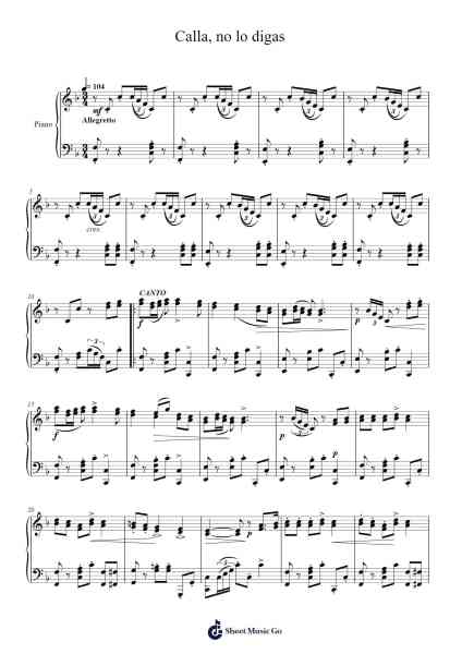 Calla, no lo digas Sheet Music by Claudio Rebagliati-Arr.Louhal