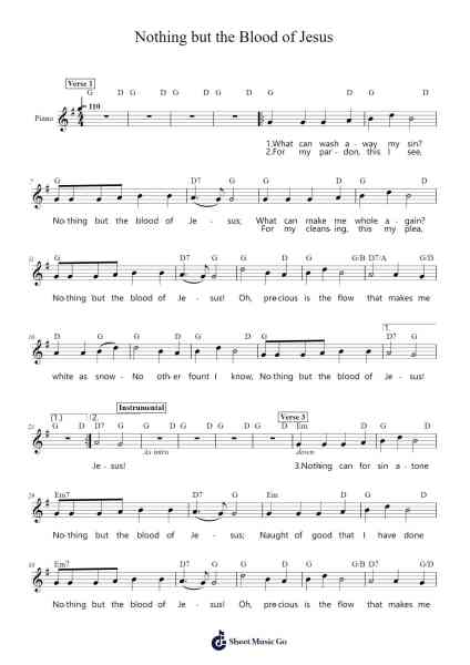 Nothing but the Blood of Jesus Sheet Music by Robert Lowry-Arr.Whittrine Pruham