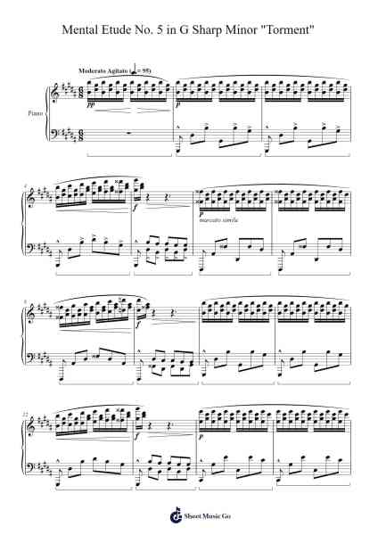 Mental Etude No. 5 in G Sharp Minor "Torment" Sheet Music by J.Javier-Arr.Hemike Allain