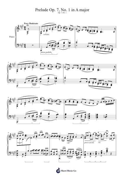 Prelude Op. 7, No. 1 in A Major Sheet Music by Nix Johann-Arr.Bergdrew Browningthur