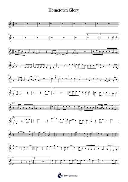 Hometown Glory Sheet Music by -Arr.Sanprice