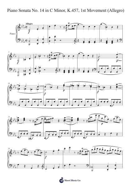 Piano Sonata No. 14 in C Minor, K.457, 1st Movement (Allegro) Sheet Music by Wolfgang Amadeus Mozart-Arr.Blybohm