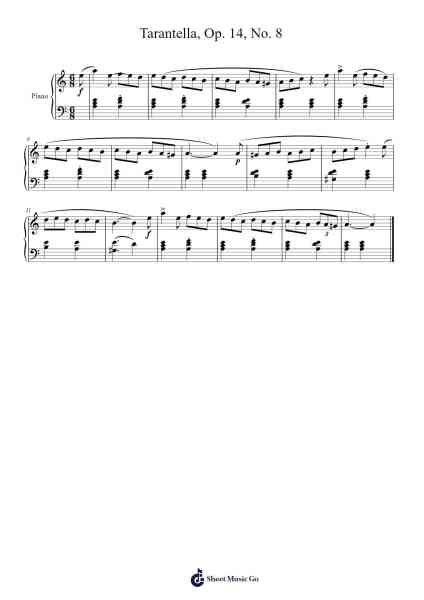 Tarantella, Op. 14, No. 8 Sheet Music by Frank Lynes-Arr.Virlouis