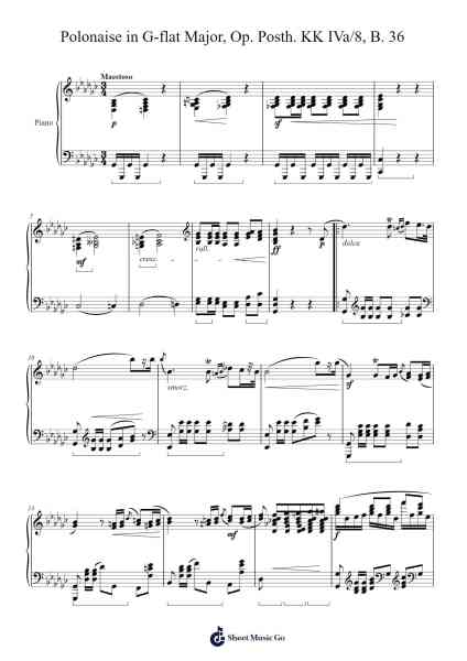 Polonaise in G-flat Major, Op. Posth. KK IVa/8, B. 36 Sheet Music by Frédéric Chopin-Arr.Juddnice