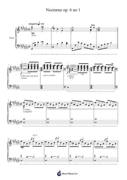 Nocturne op. 6 no 1 Sheet Music by Emdia Latlouis-Arr.Cooholt Hogreen