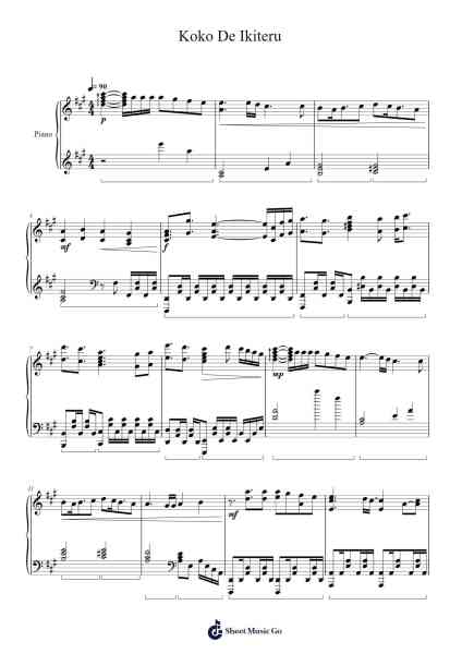 Koko De Ikiteru Sheet Music by Mary/jon-YAKITORI-Arr.Harruth
