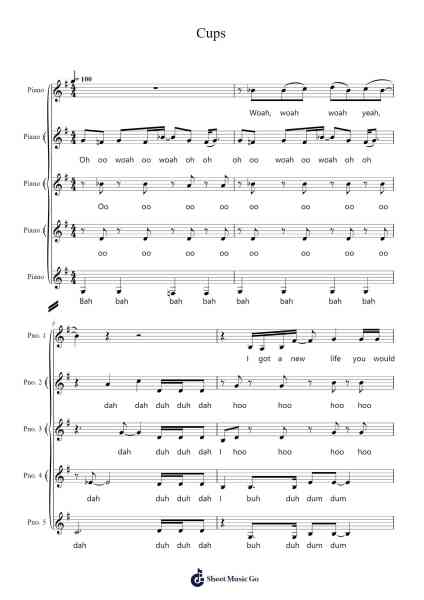 Cups Sheet Music by Misc Soundtrack-Arr.Prittpeg