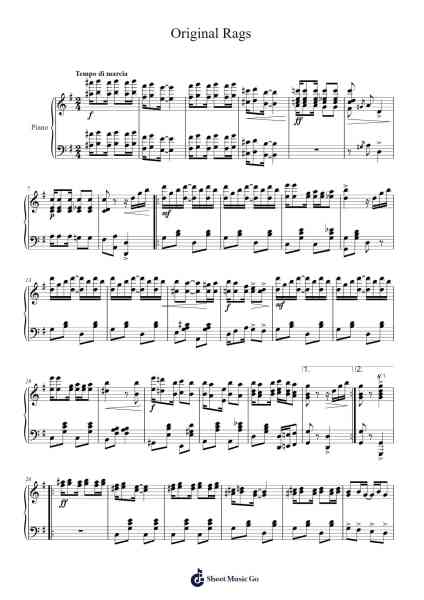 Original Rags Sheet Music by Scott Joplin-Arr.Deanlay Dulsnow