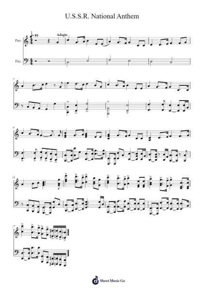 U.S.S.R. National Anthem Sheet Music by soviet union-Arr.Bloorvogt
