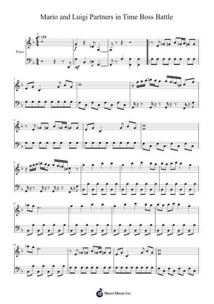Mario and Luigi Partners in Time Boss Battle: Piano Sheet Music by meatballman24-Arr.Wildbias