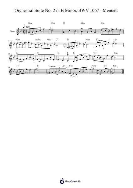 Orchestral Suite No. 2 in B Minor, BWV 1067: Menuet Sheet Music by Johann Sebastian Bach-Arr.Paggai Noelsay