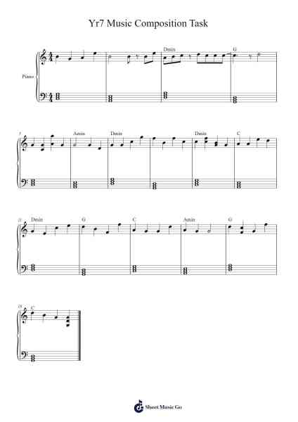 Yr7 Music Composition Task Sheet Music by timothypraset-Arr.Stelgil Kaycia