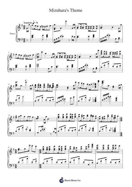 Mizuhara's Theme Sheet Music by Kohei Sakai-Arr.Mablia Finkeith