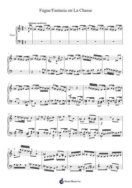 Fugue/Fantasia on La Chasse Sheet Music by Elroyler Pelon-Arr.Ronbard