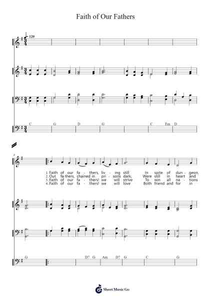 Faith of Our Fathers Sheet Music by Henri F. Hemy-Arr.Yeaten