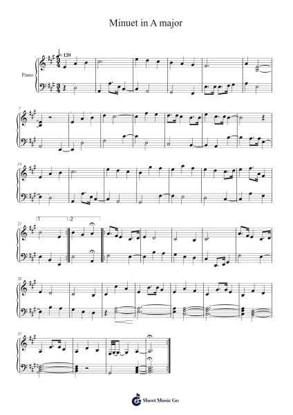 Minuet in A major Sheet Music by M.R.Q-Arr.Ruthfitch Housed