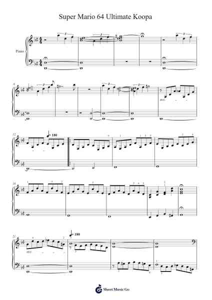 Super Mario 64 Ultimate Koopa Sheet Music by Koji Kondo-Arr.Stowemon