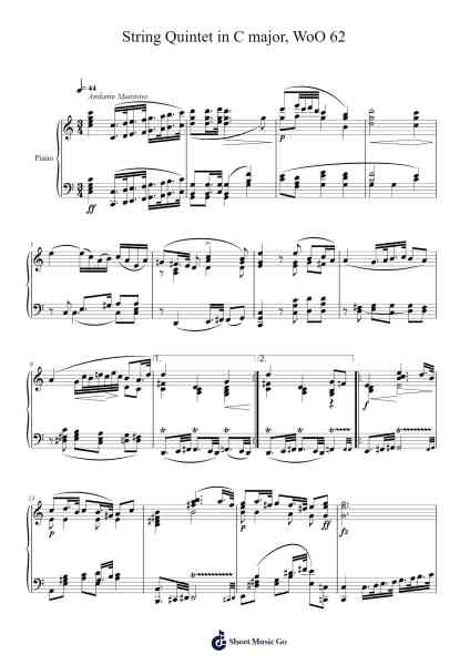 String Quintet in C Major, WoO 62 "Last Musical Thought" Sheet Music by Ludwig van Beethoven-Arr.Yeaten