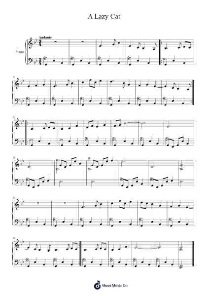 A Lazy Cat Sheet Music by Julia Menard-Arr.Taypeare Rolius