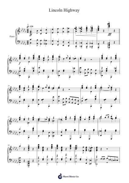 Lincoln Highway Sheet Music by Harry J. Lincoln-Arr.Elfaithe