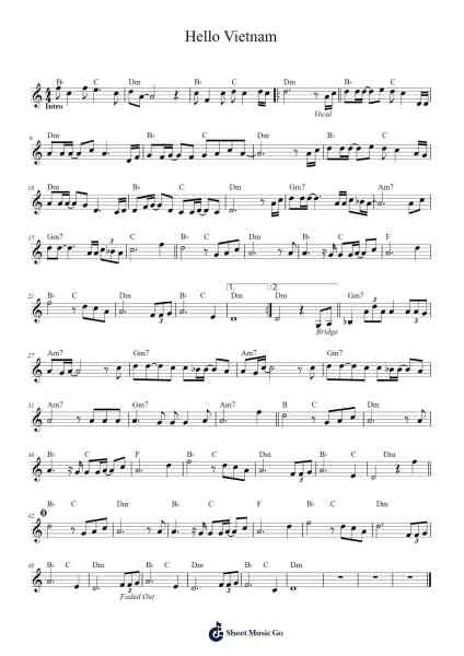 Hello Vietnam Sheet Music by Johnny Wright-Arr.Keyjean Leighmuel