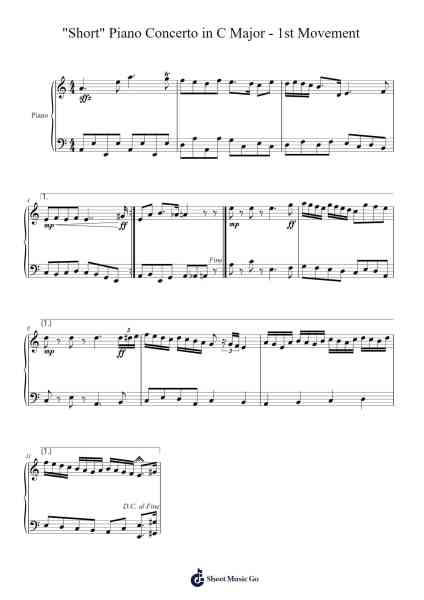 Piano Concerto in C Major - 1st Movement Sheet Music by Max Stanley-Arr.Croftslop