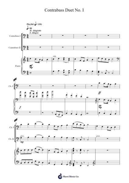 Contrabass Duet No. I Sheet Music by DeLano D. Cain-Arr.Yerleen Virdean