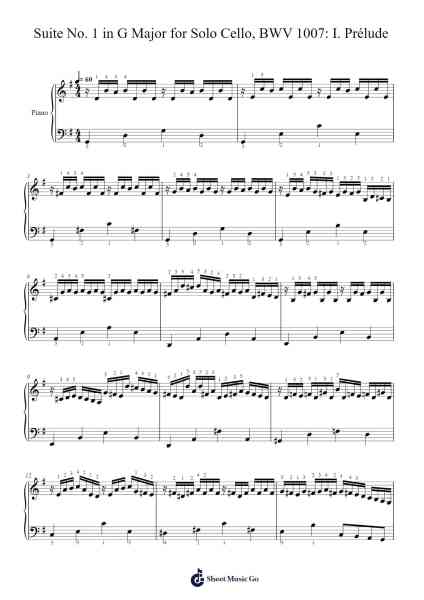 Suite No. 1 in G Major for Solo Cello, BWV 1007: I. Prélude Sheet Music by Johann Sebastian Bach-Arr.Eipsgold Maudman