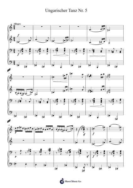 Ungarischer Tanz Nr. 5 in g-Moll Sheet Music by Johannes Brahms-Arr.Elroydie Bellmann