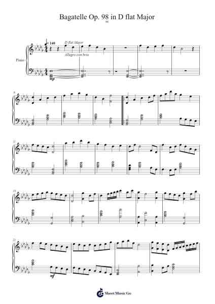 Bagatelle - D flat Major - Opus 98 Sheet Music by Lamstal Alickphrey-Arr.Herkyle