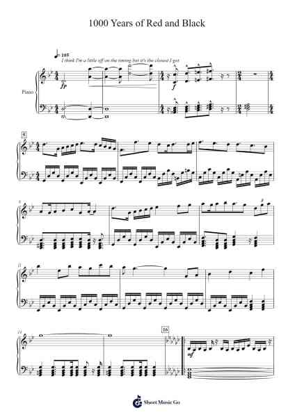 1000 Years of Red and Black Sheet Music by Raito-Arr.Keatsrid Burnsgo