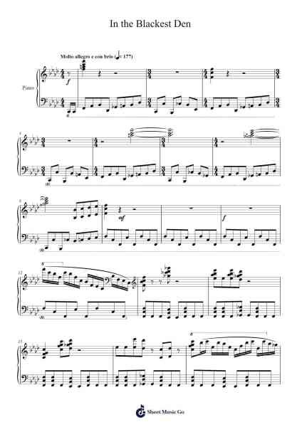 In the Blackest Den Sheet Music by Daisuke Kurosawa-Arr.Humeleen Bachnat