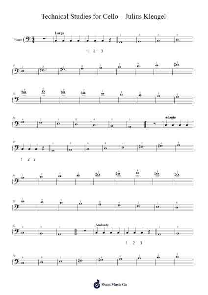 Technical Studies for Cello, Op. 11: No. 2 in A Minor Sheet Music by Julius Klengel-Arr.Bobright