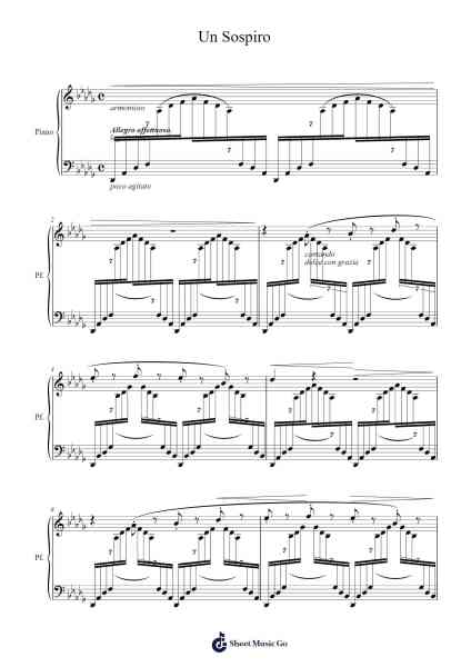 Étude de Concert No. 3 in D-flat Major, S. 144 "Un Sospiro" Sheet Music by Franz Liszt-Arr.Manwright Diloyd