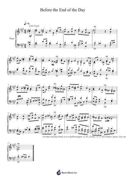 Before the End of the Day Sheet Music by Toursbur-Arr.Pormon