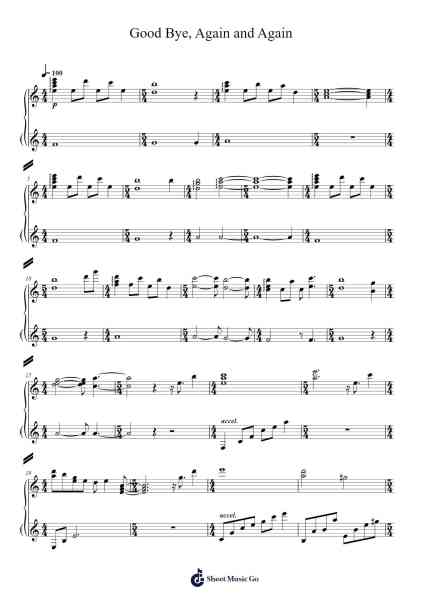 Good Bye, Again and Again Sheet Music by Yuki Kajiura-Arr.Taykin Wertor