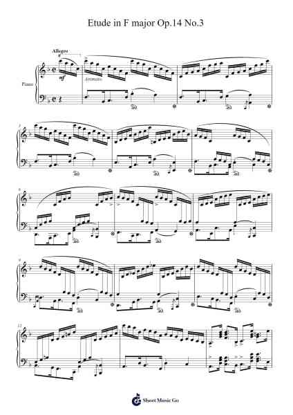 Etude in F Major, Op. 14, No. 3 Sheet Music by Wildeking Pohead-Arr.Caelaide Fieldtes
