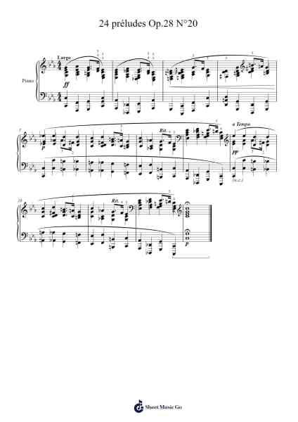 24 Préludes, Op. 28: No. 20 in C Minor Sheet Music by Frédéric Chopin-Arr.Himorse
