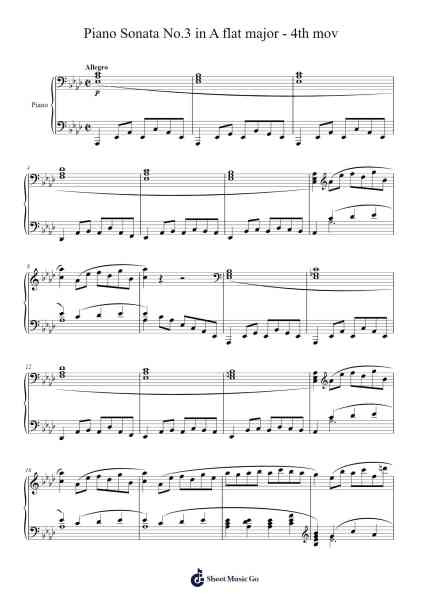 Piano Sonata No.3 in A flat major - 4th mov Sheet Music by -Arr.Manssaul Dexy