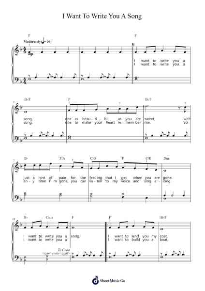 I Want To Write You A Song Sheet Music by One Direction-Arr.Kyleret Earlkyle