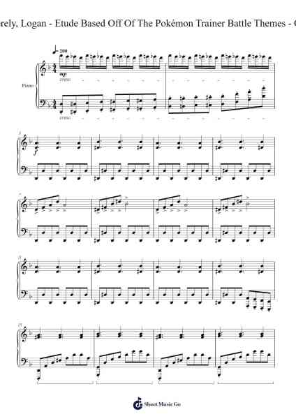 Etude Based Off Of The Pokémon Trainer Battle Themes, Op. 2 Sheet Music by SincerelyLogan_-Arr.Taters Jonkyle