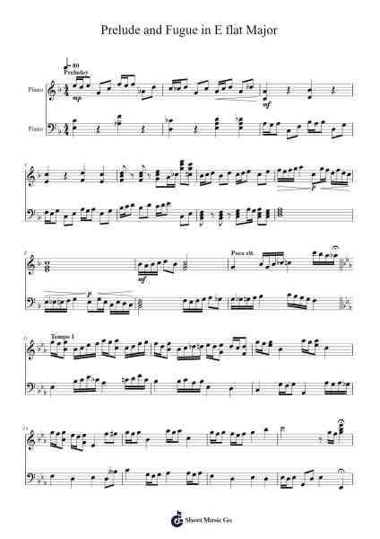 Prelude and Fugue in E flat Major Sheet Music by Perted-Arr.Gailgale