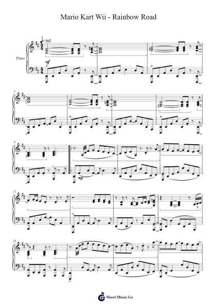 Mario Kart Wii - Rainbow Road Sheet Music by Asuka Ota/Ryo Nagamatsu-Arr.Elroygale Whvan