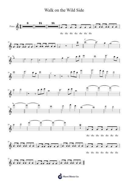 Walk on the Wild Side Sheet Music by feldmeierfia-Arr.Bloorfunk Hanlaine