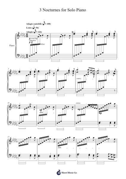 3 Nocturnes for Solo Piano Sheet Music by Aiden Lim-Arr.Ivessid