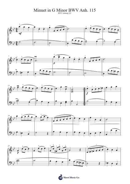 Minuet in G Minor BWV Anh. 115 Sheet Music by Christian Petzold-Arr.Vicpe Cumie