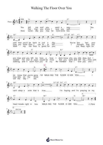 Walking The Floor Over You Sheet Music by Ernest Tubb-Arr.Kawar Rusfrank