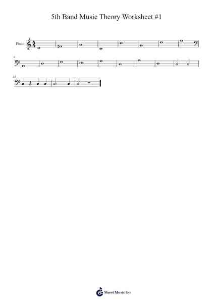 5th Band Music Theory Worksheet #1 Sheet Music by Dingman-Arr.Rodblair