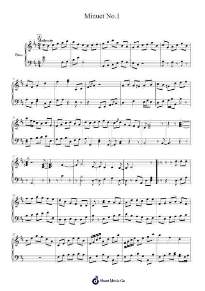 Minuet No.1 Sheet Music by Agcob Samprwood-Arr.Brewsriah Lesrald