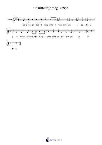 Chauffeurtje mag ik mee Sheet Music by kittym.-Arr.Bercob